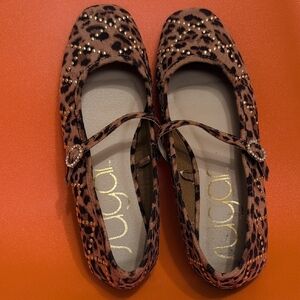 Sugar Brown Leopard Flats with Rhinestones